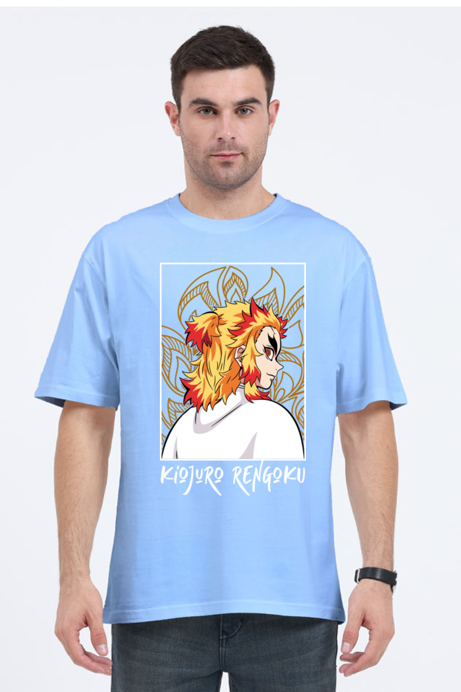 Soft Blue Oversized Premium T-Shirt Demon Slayer