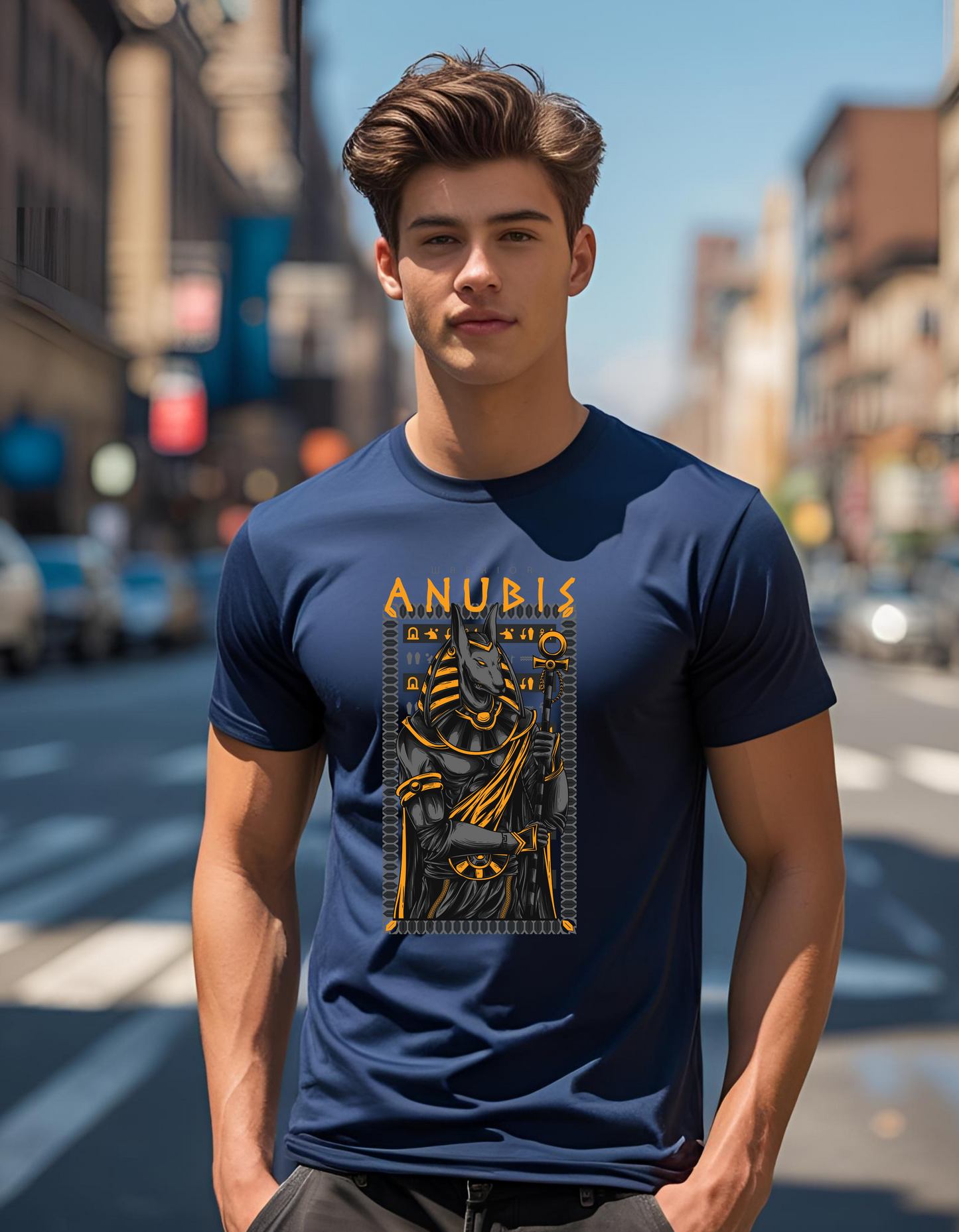 Navy Blue Oversized Premium T-Shirt ANUBIS