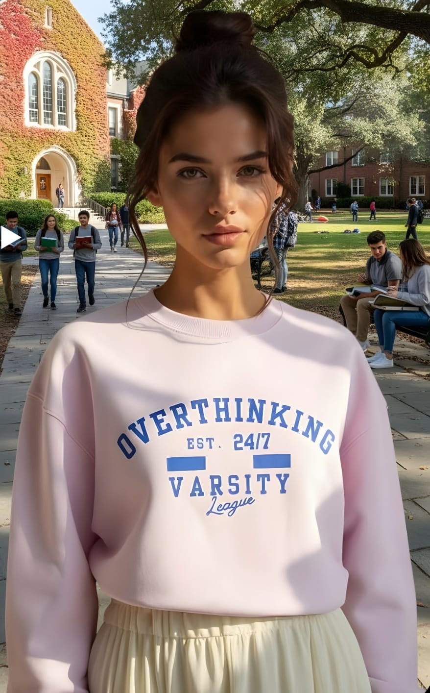 Unisex Oversized Premium Sweatshirt OVERTHINKING VARSITY