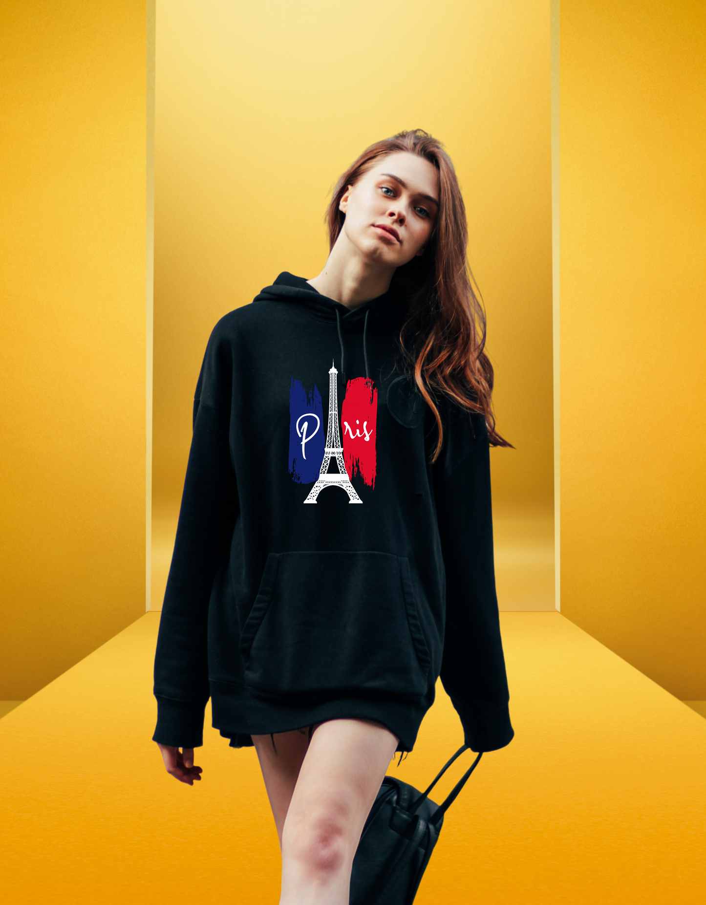 Oversized Hoodie BLACK Le Paris