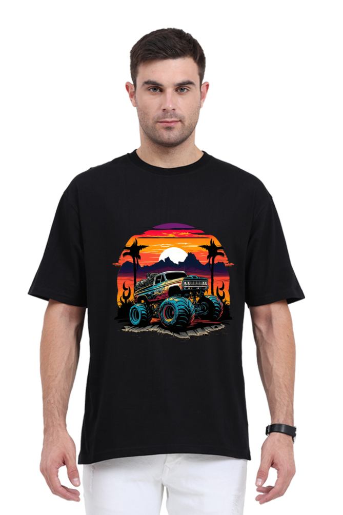 Oversized Classic T-Shirt Black Monster Car