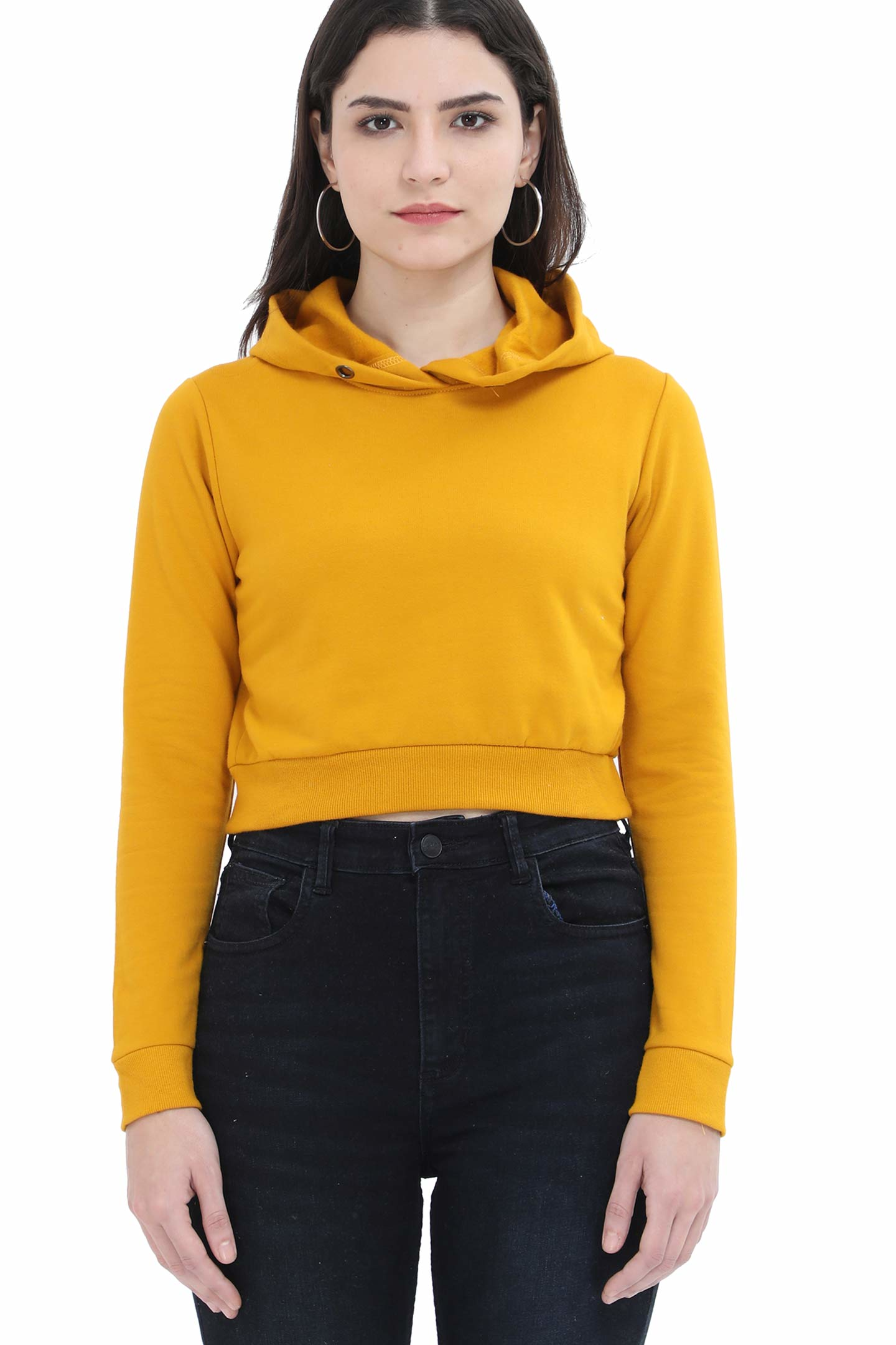 Crop Hoodie Mustard Yellow