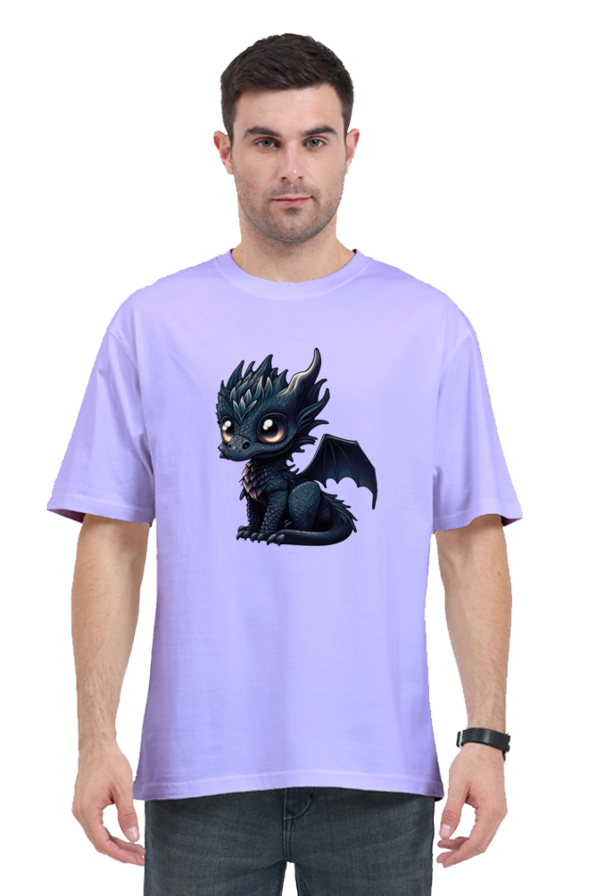 Oversized T-Shirt White  & Lavender Young Dragon