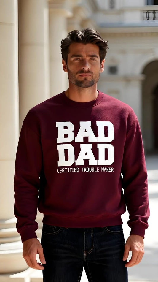 Oversized Premium Sweatshirt Black Maroon BAD DAD