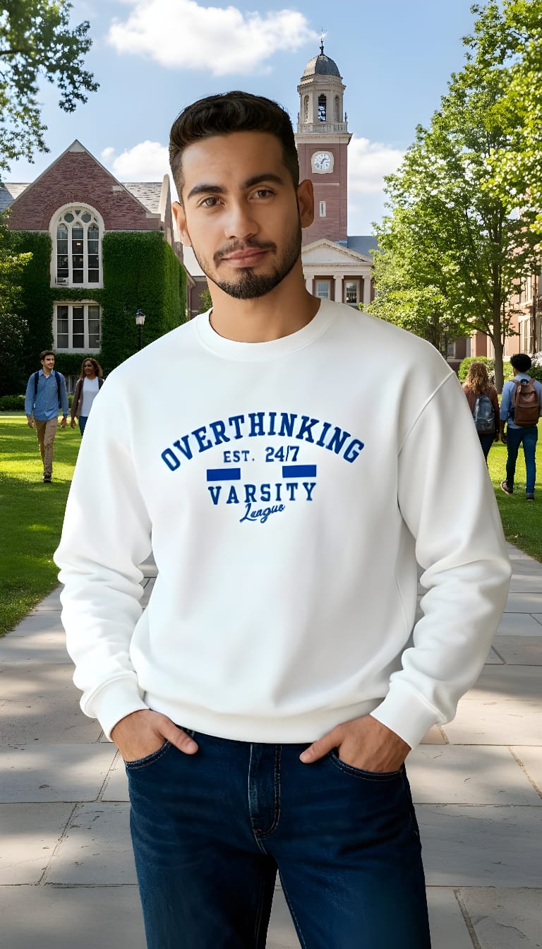 Unisex Oversized Premium Sweatshirt OVERTHINKING VARSITY
