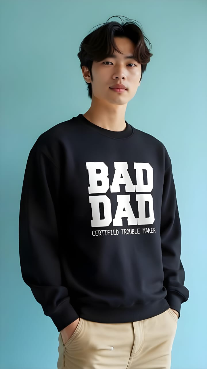 Oversized Premium Sweatshirt Black Maroon BAD DAD