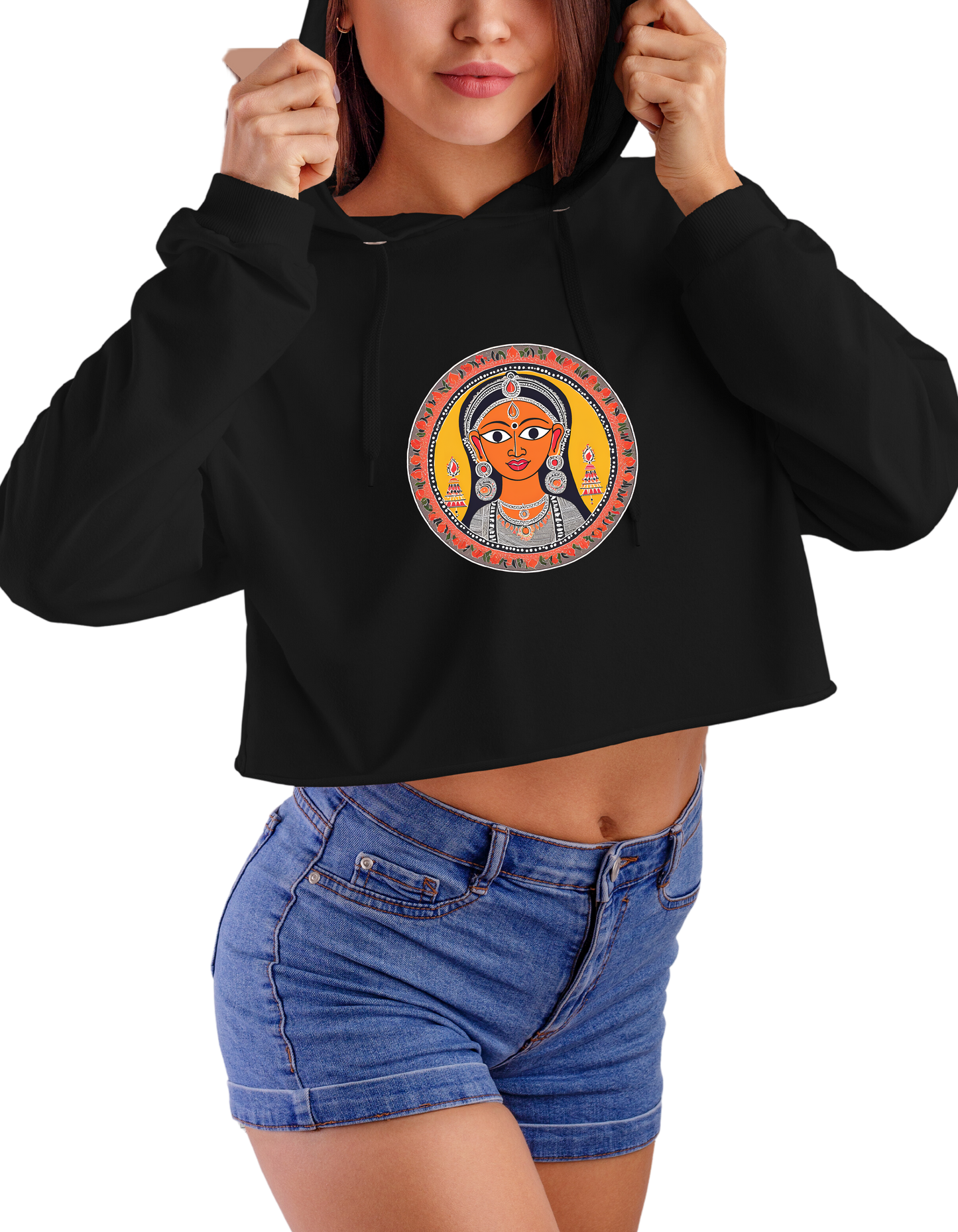 Crop Hoodie Black Femme Des Arts