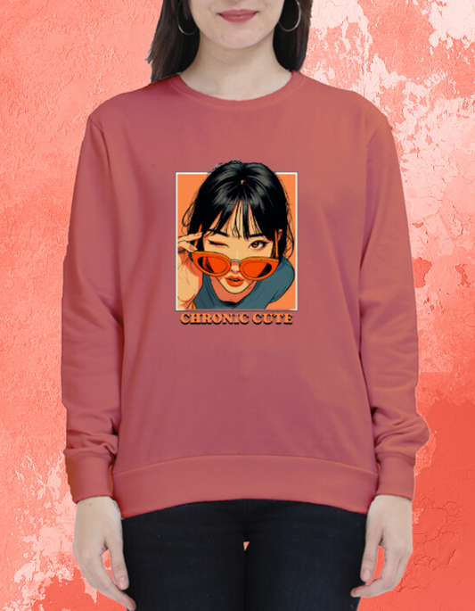 Sweatshirt Coral & White CUTE GIRL